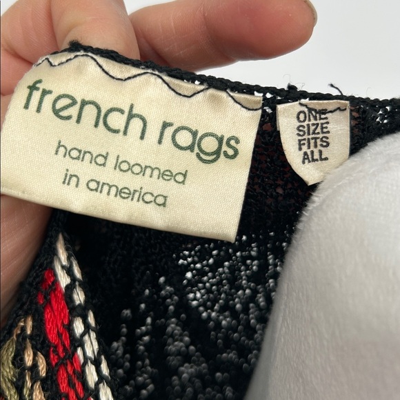 FRENCH RAGS NUBBY RAYON SWEATER SIZE SMALL FRINGE EMBROIDERED VINTAGE - Picture 2 of 11